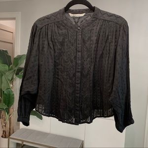 Zara cropped eyelet dolman sleeve blouse large